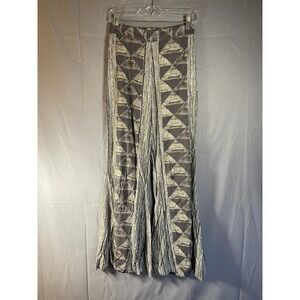 Earthbound Trading Co Geometric Print Flare Leg Pants Women's Size S Boho Casual